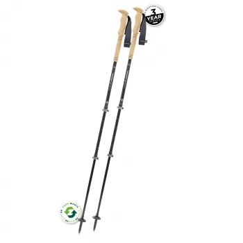 Komperdell Carbon Ultra Zero teleskopiskās trekinga nūjas, 3 daļu īpaši viegla oglekļa šķiedra, Powerlock 3.0, Trek Pro 280 korķa rokturis