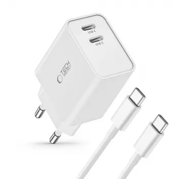 Tech-Protect C35W 2-Port USB-C Lādētājs Balts