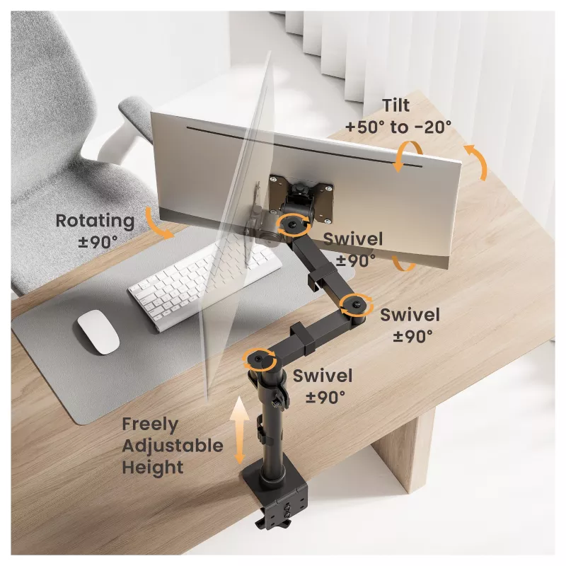 Equip Table Mount 17-32/1TFT 360° Height Adjustable 20Kg Black