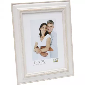 Deknudt S221H1 15x20 Wood Photo Frame White with Beige