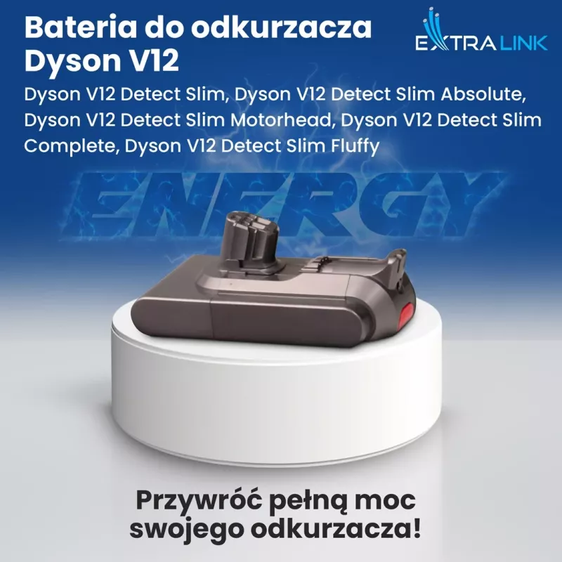 Extralink Replacement Battery for Dyson V12 25.2V 2500mAh + Filter