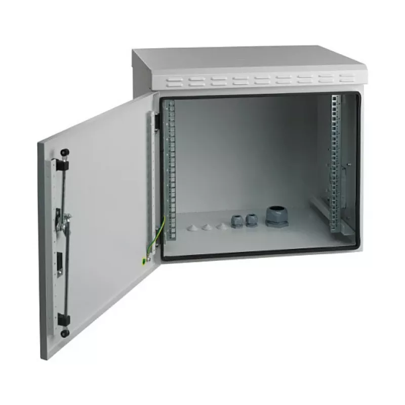EFB-Elektronik 19 inch sienas montāžas korpuss IP55, 12U, tērauda durvis, dziļums 450 mm, RAL 7035