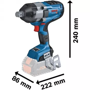 BOSCH Professional BITURBO GDS 18V-1050 HC Bezvadu triecienuzgriežņu atslēga, 3/4 inch kvadrātveida piedziņa, 18V, Solo (Zils/Melns, Bluetooth, L-BOXX)
