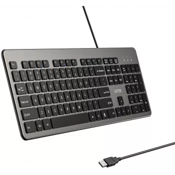 UNITEK SlimTap vadu biroja tastatūra, USB-A, pelēka