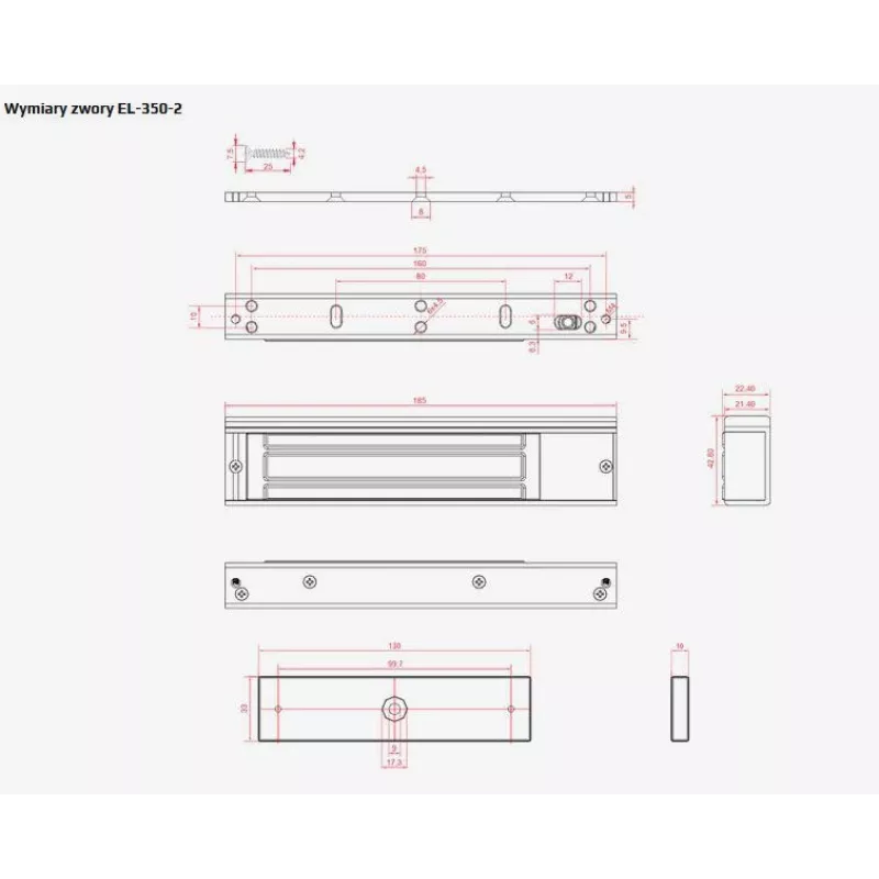 SCOT EL-350-2 Elektromagnētiskā slēdzene 350 kg turēšanas spēks 12/24V DC