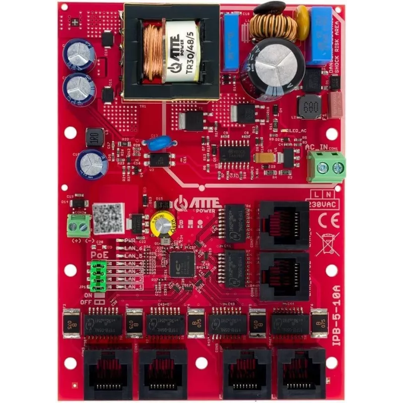 ATTE IPB-5-10A-OF 6-Port PoE Switch ar integrētu barošanas bloku