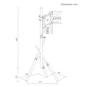Maclean TV Floor Stand/Mount, 27-55 inch, max. VESA 200x200, max. 60 kg, White, MC-181 W