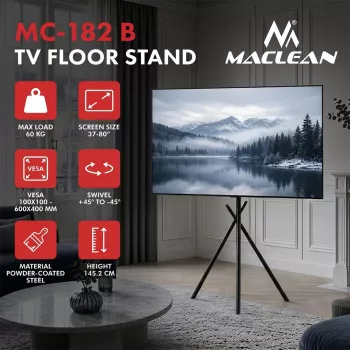 Maclean TV Floor Stand/Mount, 37-80 inch, VESA 600x400, 60 kg, MC-182 B