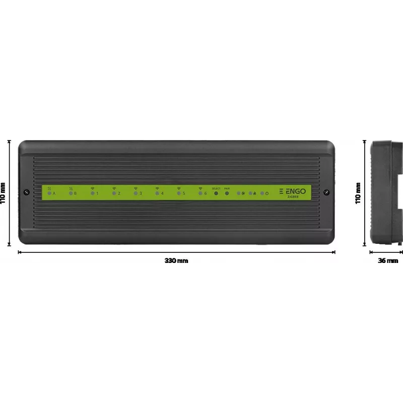 ENGO Controls ECB62-ZB viedās mājas centrālā iekārta, 6 bezvadu zonas + 2 vadu zonas, 230V