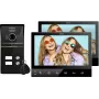 Eura VDP-80C5 Divģimeņu video domofonu sistēma, melna, 2x 7 inch LCD, FHD, 2 ieejas, 1080p kamera, RFID lasītājs, virsmas montāža