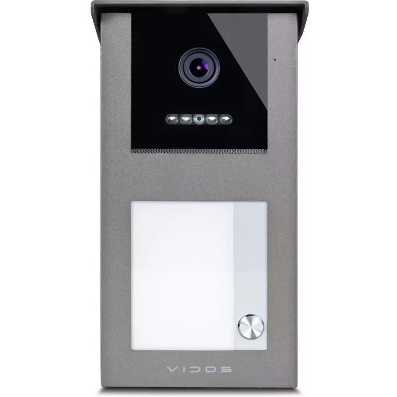 VIDOS IPX S101-1 āra panelis ar RFID lasītāju, 2MP kameru, PoE, melns