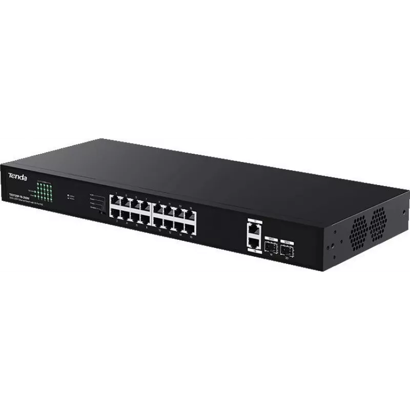 Tenda TEG1120P-16-250W Nepārvaldāms PoE+ slēdzis 18 portu Gigabit 2 SFP 250W