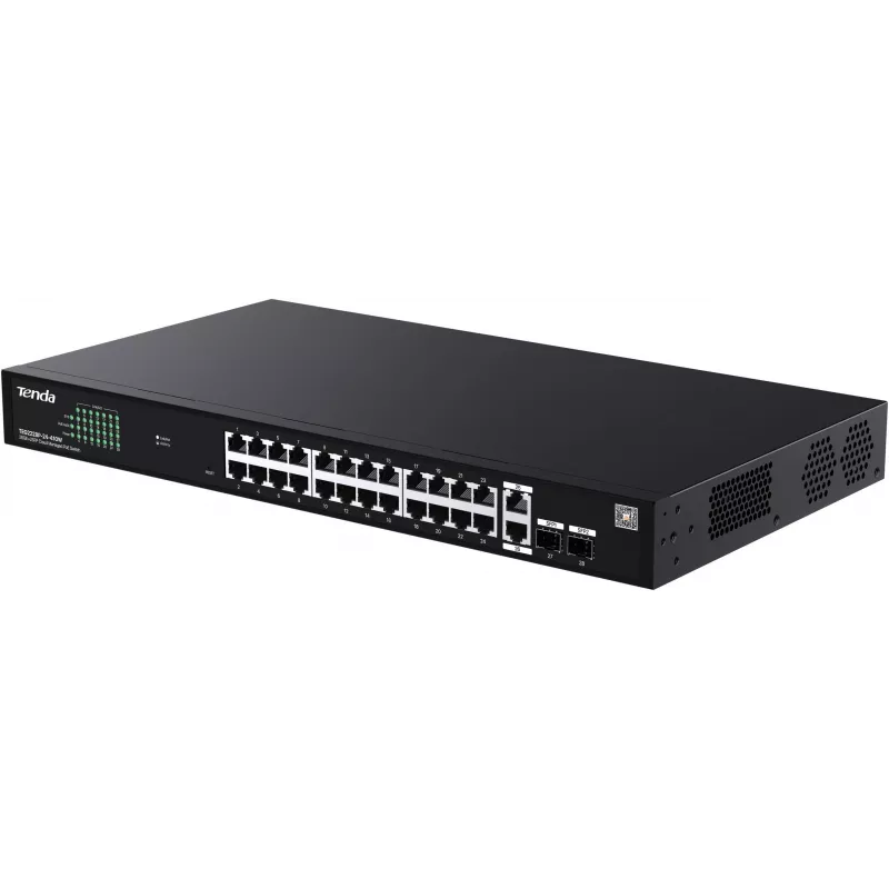 Tenda TEG2228P-24-410W Pārvaldāms PoE+ slēdzis 26x Gigabit Ethernet + 2x SFP, 410W