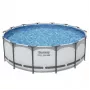 Bestway 5612X Virszemes tērauda karkasa baseins 427 x 122 cm (14 pēdas x 48 collas) Apaļš karkasa baseins ar filtru sūkni, kāpnēm, pārsegu, pamatnes audumu un ChemConnect dozatoru