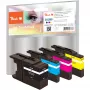 Peach PI500-74 Pigmenta tintes kasetņu komplekts - Melna, Ciāna, Fuksīna, Dzeltena - Saderīgs ar Brother MFCJ 5910 DW, 6510 DW, 6710 DW, 6910 DW - 4 gab.