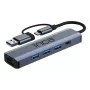 INCA Hub IUTP-5T USB-C/A uz 3x USB-A 3.0 / RJ45 5 Gbit/s Pelēks