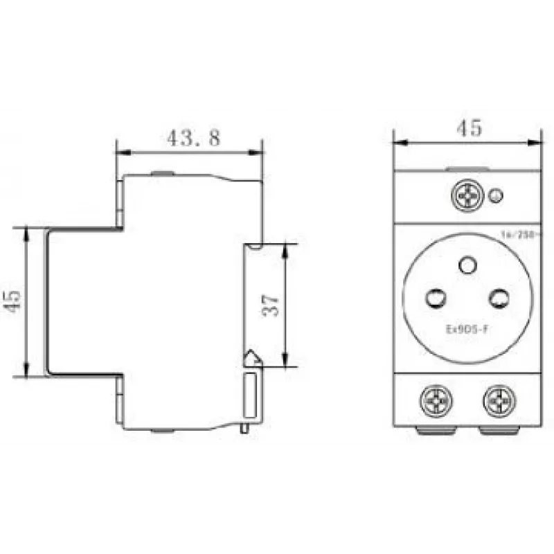 Noark Ex9DS-F 106194 Modulārā kontaktligzda, DIN sliede TH-35, 2,5 M, Schuko (F tips), 16 A, 250 V, balta/pelēka