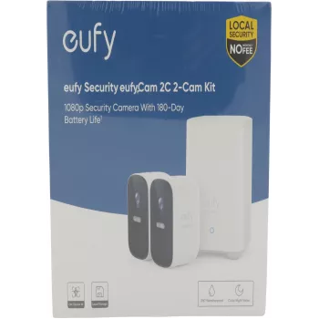 Anker Eufy Cam 2c 2+1 bezvadu drošības kameru sistēma ar HomeBase 2, 1080p Full HD, 2 kameras, IP67, krāsu nakts redzamība, 180 dienu akumulatora darbības laiks, bez ikmēneša maksas