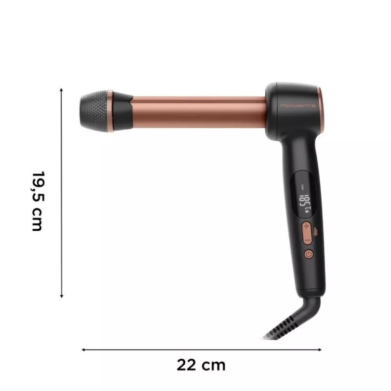 Rowenta CF4620E0 Twist Curl lokšķēres - keramikas, jonu kondicionēšana, 27/32/38 mm, LCD displejs, 86 W, melna/varš
