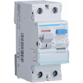 HAGER CDC240J Noplūdes strāvas aizsargslēdzis 1P+N 40A 30mA 6kA AC