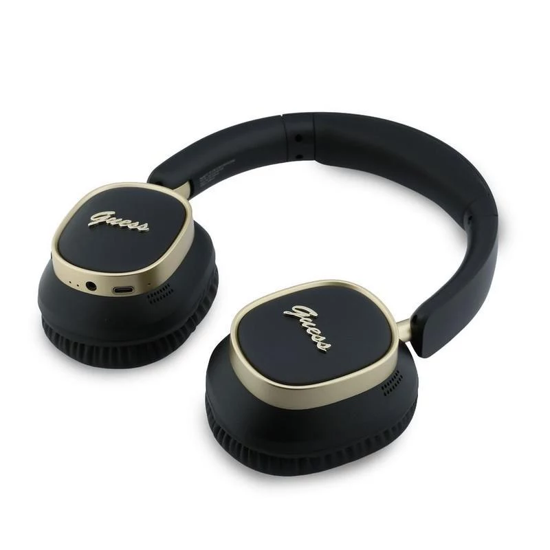 Guess Bluetooth Over-Ear Headphones ENC Rectangle Metal Script Black