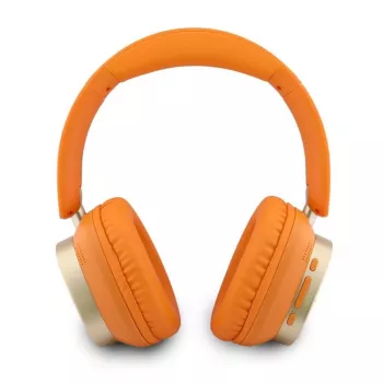 Guess Bluetooth On-Ear Headphones Rectangle Metal Script Orange
