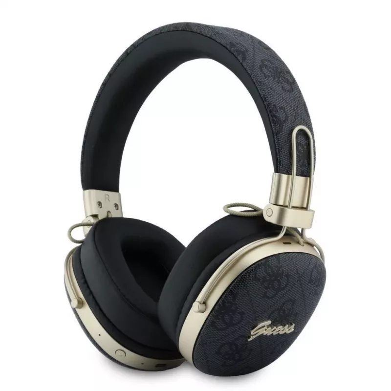 Guess Over-Ear Bluetooth austiņas ar ENC, Metal 4G Script Logo, Melna