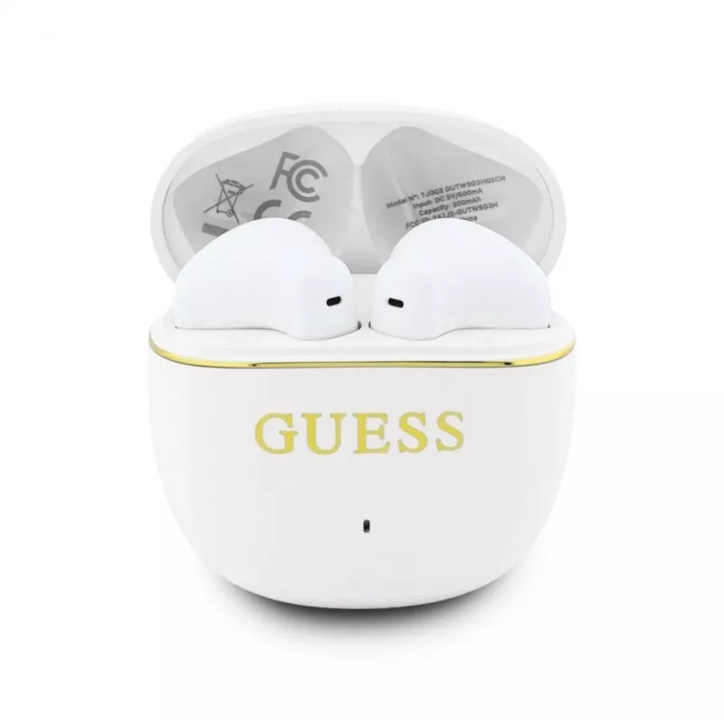 GUESS Glossy Gold Line Classic TWS Earbuds White
