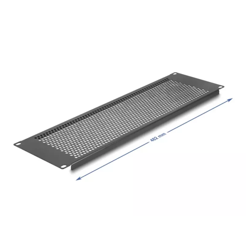 DELOCK 19 inch Aklais panelis ar apaļiem caurumiem 3U Melns