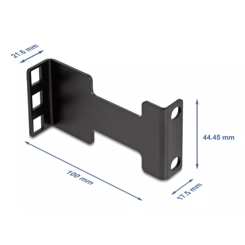 Delock Server Rack dziļuma pagarinājuma adaptera montāžas komplekts montāžas dziļuma pagarināšanai līdz 10 cm 1U Melns