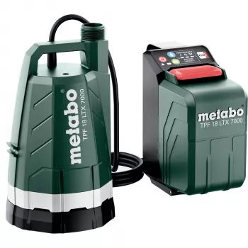 Metabo TPF 18 LTX 7000 Bezvadu zemūdens sūknis 7000 l/h 9 m spiediens 18 V IPX8 (Melns/Zaļš, bez akumulatora un lādētāja)