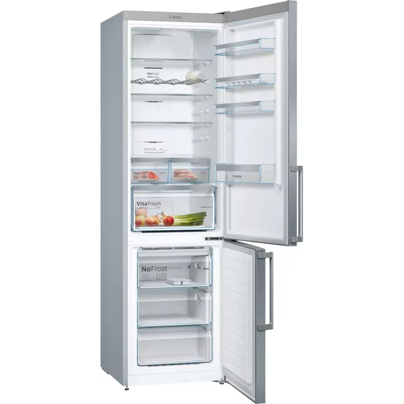 Bosch KGN397LEQ Brīvi stāvošs ledusskapis ar saldētavu ar NoFrost, VitaFresh, 363L, Inox-look, Energoefektivitātes klase E