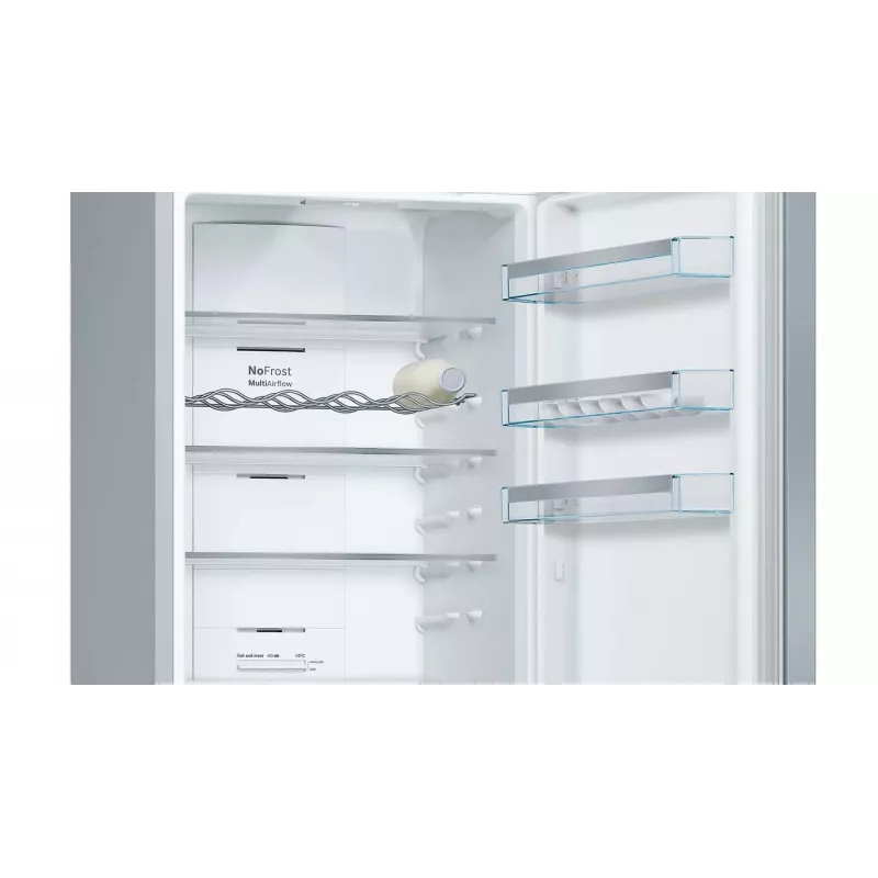 Bosch KGN397LEQ Brīvi stāvošs ledusskapis ar saldētavu ar NoFrost, VitaFresh, 363L, Inox-look, Energoefektivitātes klase E