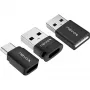 NEVOX Data Blocker (3-Pack) - USB-A vīrietis uz sievieti tikai uzlādes adapteris, novērš Juice Jacking, melns
