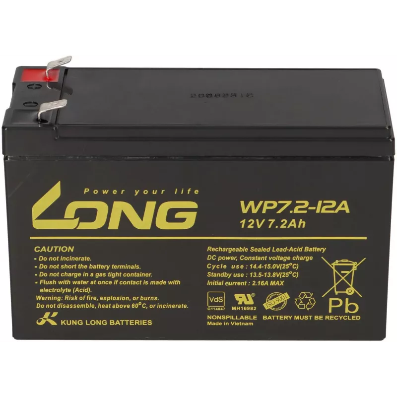 LONG WP7.2-12A AGM akumulators 12V 7.2Ah VdS