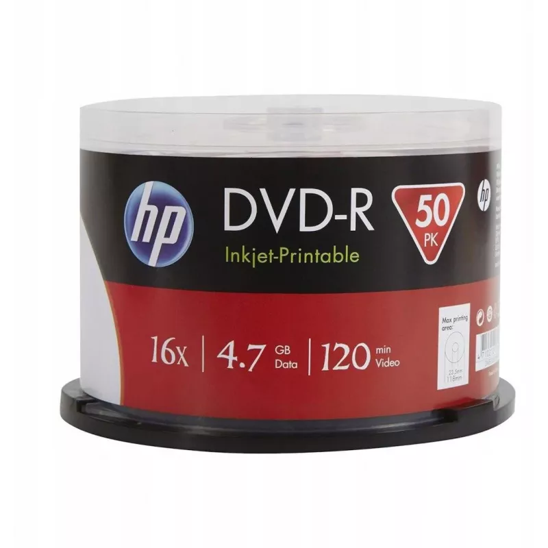 Verbatim HP Inkjet-Printable DVD-R Spindle (50 Diski) - 16x, 4,7 GB, AZO krāsviela, balta drukājama virsma