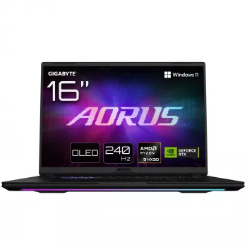 GIGABYTE AORUS MASTER 16 6YJM5DEE65SP klēpjdators, 16 collu WQXGA OLED 240Hz, AMD Ryzen 9 9955HX3D, 32GB DDR5, 2TB SSD, GeForce RTX 5080 16GB, Windows 11 Pro, vācu tastatūra