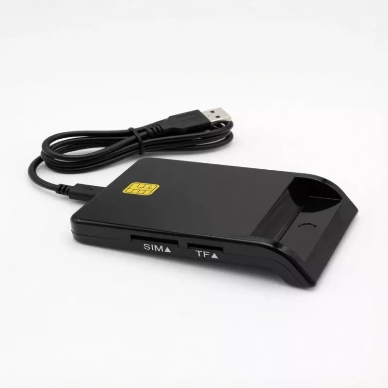 iLike 4-in-1 USB Smart Card Reader ar SIM, SD un Micro SD atbalstu, CAC lasītājs ID kartēm, bankas kartēm, eID un atmiņas kartēm Melns
