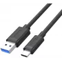 UNITEK USB 3.1 Type-A to Type-C kabelis 0,5m Melns