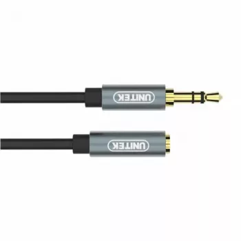 UNITEK 3.5mm Audio pagarinājuma kabelis 1m - Vīrišķais uz Sievišķo, Apzeltīts, Melns