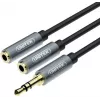 UNITEK Y-C956ABK 3.5mm Mini Jack vīrišķais uz 2x 3.5mm sievišķais audio sadalītāja adaptera kabelis - Melns