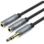 UNITEK Y-C956ABK 3.5mm Mini Jack vīrišķais uz 2x 3.5mm sievišķais audio sadalītāja adaptera kabelis - Melns