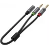 UNITEK Y-C957ABK 3.5mm Mini-Jack Audio Sadalītāja Kabelis, Sievišķais uz 2x Vīrišķo, 20 cm, Melns