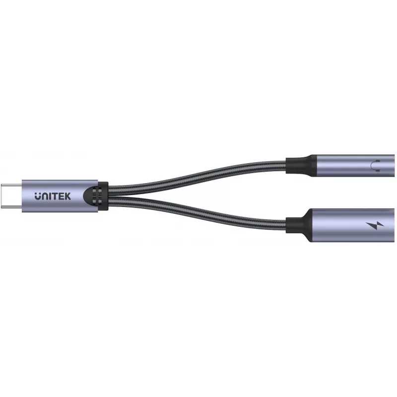 UNITEK USB-C uz 3.5mm Audio Ligzdu un USB-C 60W PD Adapteris (Space Grey)