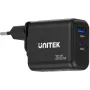 UNITEK GaN PD 35W USB-C + USB-A sienas lādētājs melns