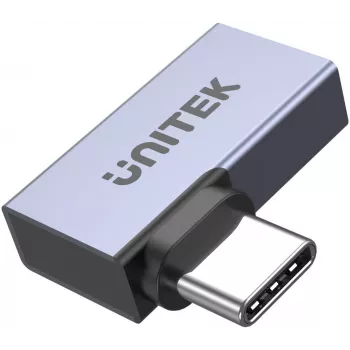 UNITEK USB-C vīriešu uz USB-C sieviešu taisnleņķa plakanais adapteris 40Gbps 100W Space Gray
