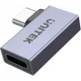 UNITEK USB-C vīriešu uz USB-C sieviešu taisnleņķa plakanais adapteris 40Gbps 100W Space Gray
