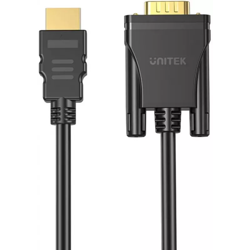 UNITEK HDMI uz VGA kabelis, Full HD 1080p, 60Hz, 2m, Melns