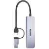 UNITEK 5-in-1 USB-C Hub ar SD un MicroSD karšu lasītāju, 5 Gbps, Space Grey