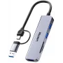 UNITEK 5-in-1 USB-C Hub ar SD un MicroSD karšu lasītāju, 5 Gbps, Space Grey